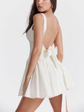 Prettyswomen Ivory Bow Mini Dress