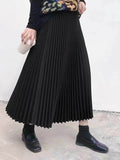 Prettyswomen Elastic High-Waisted Pleated Midi Skirt