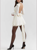 Prettyswomen Ivory Bow Mini Dress