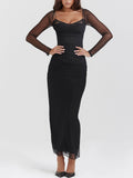 Prettyswomen Black Backless Bodycon Suspender Maxi Dress