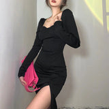 Prettyswomen Long Sleeve Black Maxi Dress