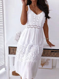 Prettyswomen V-Neck Suspenders Hollow Lace Dress