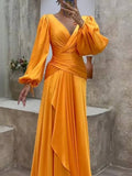 Prettyswomen Crossover Cinched Waist Pleated Maxi Dress