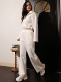 Prettyswomen-Women Casual Spring White Cropped Top Pants sets Sweatshirts sets