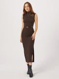 Prettyswomen- Opening Night Slit Mock Neck Long Dress