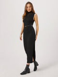 Prettyswomen- Opening Night Slit Mock Neck Long Dress