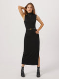 Prettyswomen- Opening Night Slit Mock Neck Long Dress