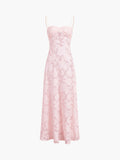 Prettyswomen- Rosalia Semi-sheer Floral Mesh Long Dress