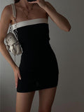 Prettyswomen- Contrast Trim Bodycon Short Dress