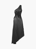 Prettyswomen- Bold In Pleat Satin Cutout Long Dress