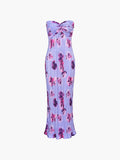 Prettyswomen- Floral Plisse Twist Tube Long Dress