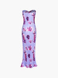 Prettyswomen- Floral Plisse Twist Tube Long Dress