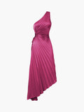 Prettyswomen- Bold In Pleat Satin Cutout Long Dress