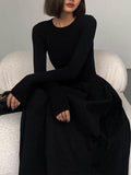 Prettyswomen- Leisure Pockets Long Sleeve Long Dress