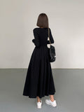 Prettyswomen- Leisure Pockets Long Sleeve Long Dress