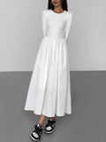 Prettyswomen- Leisure Pockets Long Sleeve Long Dress