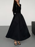 Prettyswomen- V-Neck Double Pockets Long Sleeve Long Dress