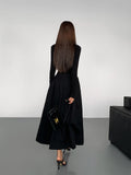 Prettyswomen- V-Neck Double Pockets Long Sleeve Long Dress