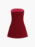 Prettyswomen- Satin Velvet Strapless Short Dress