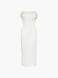 Prettyswomen- Pearl Decor Strapless Midi Dress