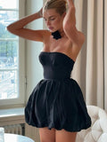 Prettyswomen- Strapless Puffy Hem A-Line Short Dress