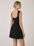 Prettyswomen- Solid Square Neck Short Dress