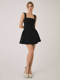 Prettyswomen- Solid Square Neck Short Dress