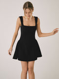 Prettyswomen- Solid Square Neck Short Dress