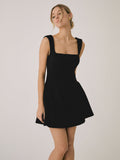 Prettyswomen- Solid Square Neck Short Dress