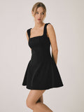 Prettyswomen- Solid Square Neck Short Dress