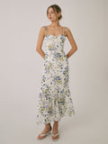 Prettyswomen- Ruffle Floral Print Cami Long Dress