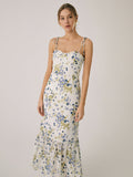 Prettyswomen- Ruffle Floral Print Cami Long Dress