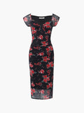 Prettyswomen- Floral Print Ruched Side Midi Dress