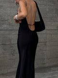 Prettyswomen- Solid Backless Long Dress