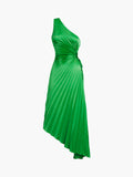 Prettyswomen- Bold In Pleat Satin Cutout Long Dress