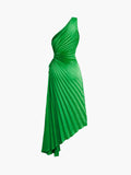 Prettyswomen- Bold In Pleat Satin Cutout Long Dress