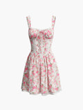 Prettyswomen- Floral Tie Waist Short Dress