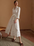 Prettyswomen- Pure Cotton Belted Midi Dress