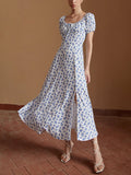 Prettyswomen- Floral Knotted Split Long Dress