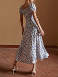 Prettyswomen- Floral Knotted Split Long Dress