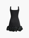 Prettyswomen- Ruffle Hem Square Neck Slip Short Dress