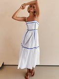 Prettyswomen- Contrast Line Decor Cami Long Dress