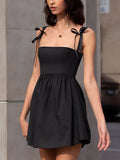 Prettyswomen- Shirred Knotted Cami Short Dress