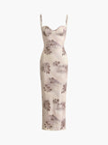 Prettyswomen- Vintage Floral Print Cami Long Dress