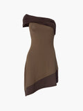 Prettyswomen- Two-Tone Asymmetric Short Dress