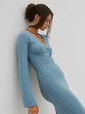 Prettyswomen- Eyelet Vacation Long Sweater Dress