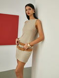 Prettyswomen- Maillard Belted Sleeveless Short Dress