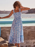 Prettyswomen- Paradise Print Shirred Cami Long Dress