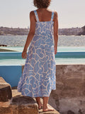 Prettyswomen- Paradise Print Shirred Cami Long Dress