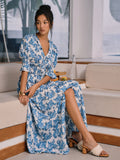 Prettyswomen- Floral Print Split Long Dress